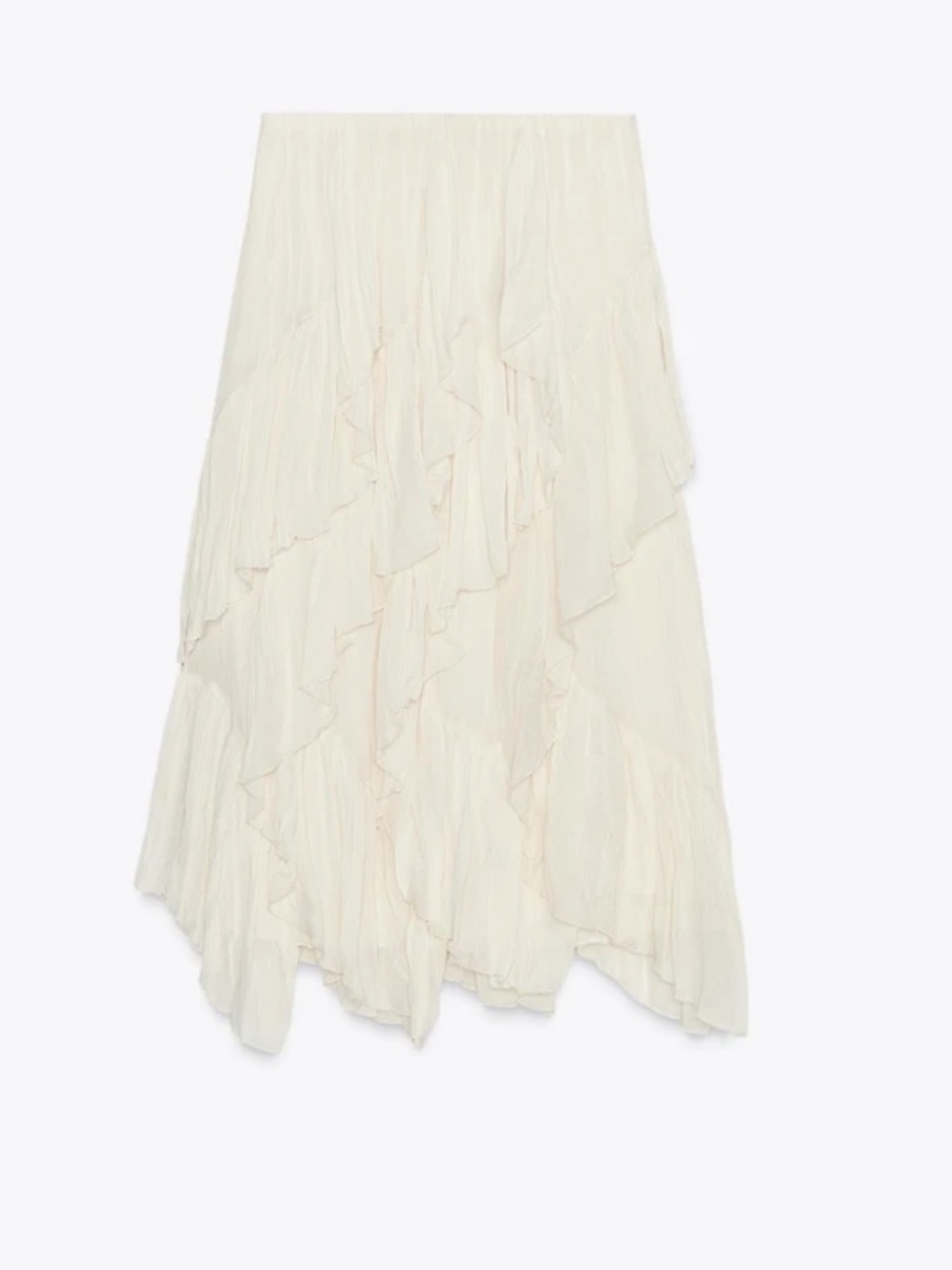 Zara Ivory Ruffle Tiered Maxi Skirt NWT Size Medium 8634/375/251 - Picture 3 of 8